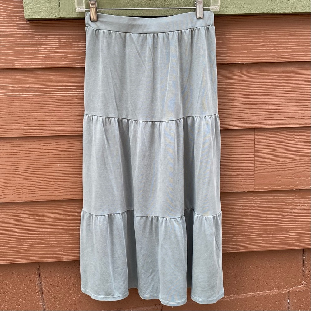 crosby. Green Ruffled Modal Midi Skirt - Size XS